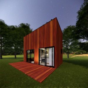 Vue extérieure maison kit en bois exotique