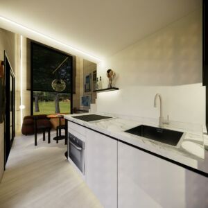 Maison bois exotique en kit - Vue cuisine et salon taille L