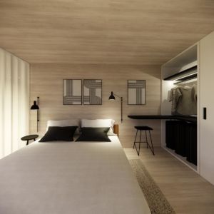 Maison bois exotique en kit - Chambre parentale taille S