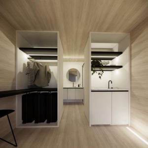 Maison bois exotique en kit - Salle de bain et dressing taille S