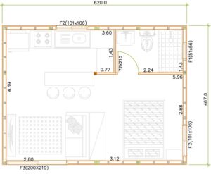 Maison kit bois exotique - Plan taille XL